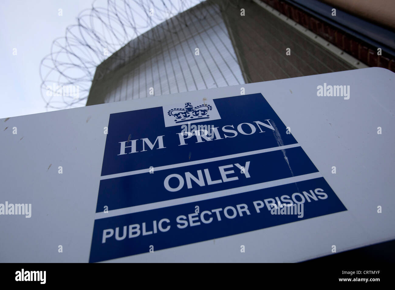 Her Majesty`s Prison Onley. Pictured, the exterior. Permission was given to photograph signage and the exterior. Stock Photo